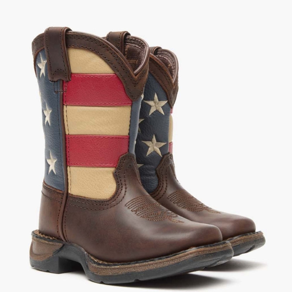 NWT Durango Kids 8" Brown Ametican Cow Boy Western Boots Size 4M - Picture 5 of 14